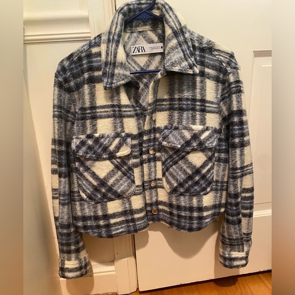 Zara cropped plaid jacket size medium